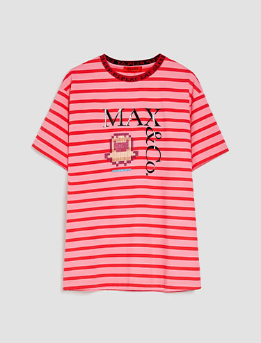 [タマティー] たまごっち ロゴ プリント Tシャツ - ピンク - MAX&Co.